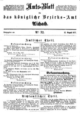 Amtsblatt für das Bezirksamt und Amtsgericht Aichach Sonntag 12. August 1877