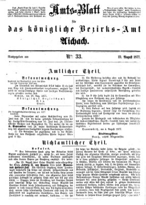 Amtsblatt für das Bezirksamt und Amtsgericht Aichach Sonntag 19. August 1877