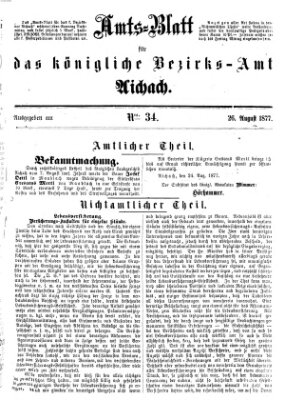 Amtsblatt für das Bezirksamt und Amtsgericht Aichach Sonntag 26. August 1877