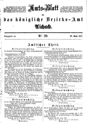 Amtsblatt für das Bezirksamt und Amtsgericht Aichach Sonntag 30. September 1877