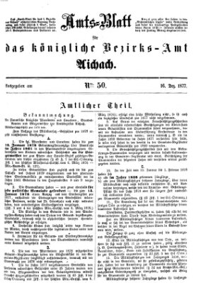 Amtsblatt für das Bezirksamt und Amtsgericht Aichach Sonntag 16. Dezember 1877