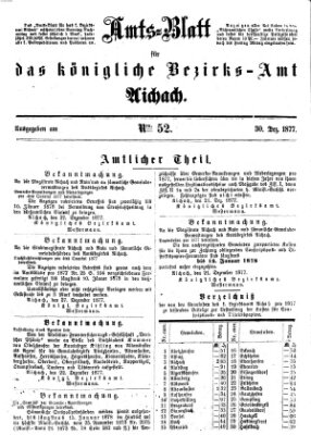 Amtsblatt für das Bezirksamt und Amtsgericht Aichach Sonntag 30. Dezember 1877