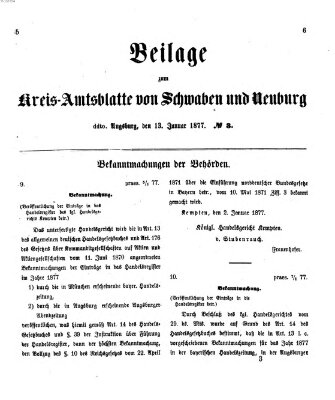 Königlich Bayerisches Kreis-Amtsblatt von Schwaben und Neuburg. Beilage zum Kreis-Amtsblatte von Schwaben und Neuburg (Königlich Bayerisches Kreis-Amtsblatt von Schwaben und Neuburg) Samstag 13. Januar 1877