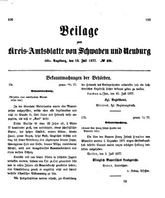 Königlich Bayerisches Kreis-Amtsblatt von Schwaben und Neuburg. Beilage zum Kreis-Amtsblatte von Schwaben und Neuburg (Königlich Bayerisches Kreis-Amtsblatt von Schwaben und Neuburg) Freitag 13. Juli 1877