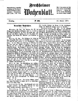 Amtsblatt für die Königlichen Bezirksämter Forchheim und Ebermannstadt sowie für die Königliche Stadt Forchheim Dienstag 23. Januar 1877