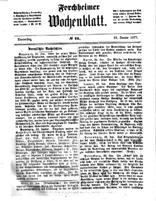 Amtsblatt für die Königlichen Bezirksämter Forchheim und Ebermannstadt sowie für die Königliche Stadt Forchheim Donnerstag 25. Januar 1877