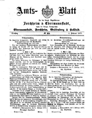 Amtsblatt für die Königlichen Bezirksämter Forchheim und Ebermannstadt sowie für die Königliche Stadt Forchheim Dienstag 6. Februar 1877