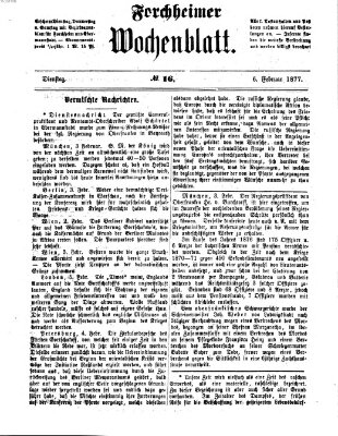 Amtsblatt für die Königlichen Bezirksämter Forchheim und Ebermannstadt sowie für die Königliche Stadt Forchheim Dienstag 6. Februar 1877