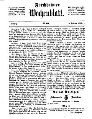 Amtsblatt für die Königlichen Bezirksämter Forchheim und Ebermannstadt sowie für die Königliche Stadt Forchheim Samstag 10. Februar 1877