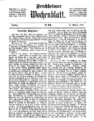 Amtsblatt für die Königlichen Bezirksämter Forchheim und Ebermannstadt sowie für die Königliche Stadt Forchheim Samstag 24. Februar 1877