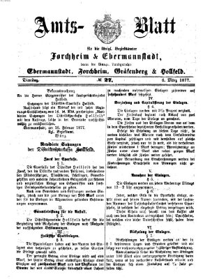 Amtsblatt für die Königlichen Bezirksämter Forchheim und Ebermannstadt sowie für die Königliche Stadt Forchheim Dienstag 6. März 1877