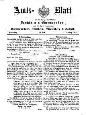 Amtsblatt für die Königlichen Bezirksämter Forchheim und Ebermannstadt sowie für die Königliche Stadt Forchheim Donnerstag 8. März 1877