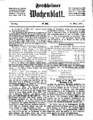 Amtsblatt für die Königlichen Bezirksämter Forchheim und Ebermannstadt sowie für die Königliche Stadt Forchheim Samstag 10. März 1877