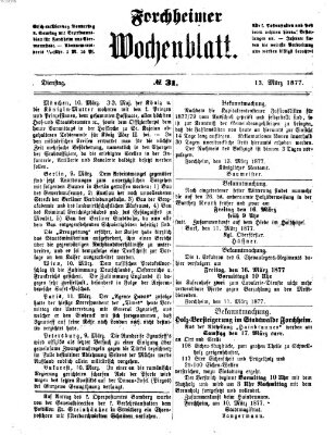 Amtsblatt für die Königlichen Bezirksämter Forchheim und Ebermannstadt sowie für die Königliche Stadt Forchheim Dienstag 13. März 1877