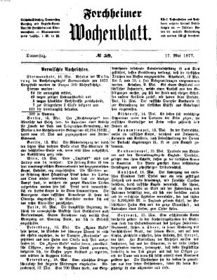 Amtsblatt für die Königlichen Bezirksämter Forchheim und Ebermannstadt sowie für die Königliche Stadt Forchheim Donnerstag 17. Mai 1877