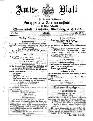 Amtsblatt für die Königlichen Bezirksämter Forchheim und Ebermannstadt sowie für die Königliche Stadt Forchheim Samstag 19. Mai 1877