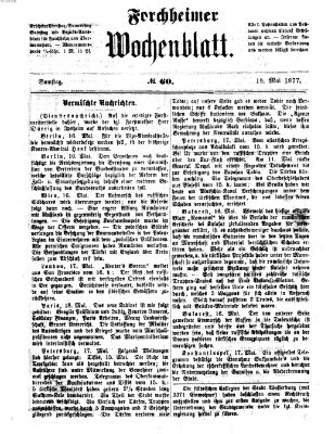 Amtsblatt für die Königlichen Bezirksämter Forchheim und Ebermannstadt sowie für die Königliche Stadt Forchheim Samstag 19. Mai 1877