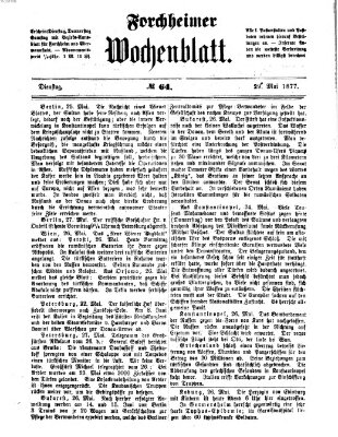 Amtsblatt für die Königlichen Bezirksämter Forchheim und Ebermannstadt sowie für die Königliche Stadt Forchheim Dienstag 29. Mai 1877