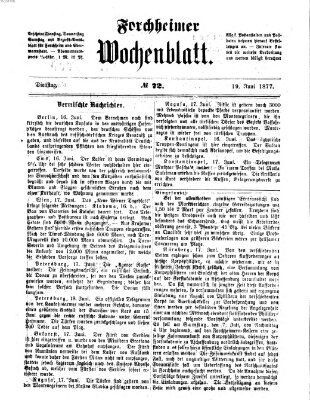 Amtsblatt für die Königlichen Bezirksämter Forchheim und Ebermannstadt sowie für die Königliche Stadt Forchheim Dienstag 19. Juni 1877