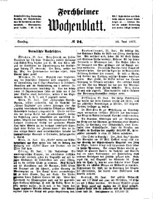 Amtsblatt für die Königlichen Bezirksämter Forchheim und Ebermannstadt sowie für die Königliche Stadt Forchheim Samstag 23. Juni 1877