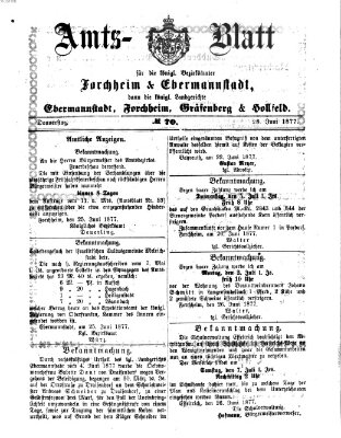 Amtsblatt für die Königlichen Bezirksämter Forchheim und Ebermannstadt sowie für die Königliche Stadt Forchheim Donnerstag 28. Juni 1877