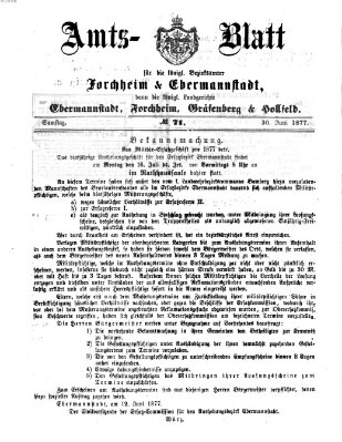 Amtsblatt für die Königlichen Bezirksämter Forchheim und Ebermannstadt sowie für die Königliche Stadt Forchheim Samstag 30. Juni 1877