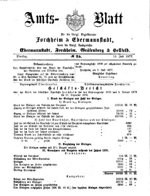 Amtsblatt für die Königlichen Bezirksämter Forchheim und Ebermannstadt sowie für die Königliche Stadt Forchheim Dienstag 10. Juli 1877