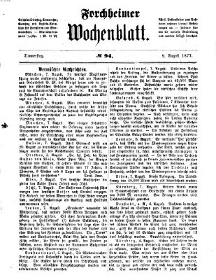 Amtsblatt für die Königlichen Bezirksämter Forchheim und Ebermannstadt sowie für die Königliche Stadt Forchheim Donnerstag 9. August 1877