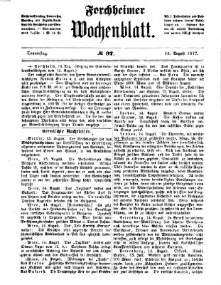 Amtsblatt für die Königlichen Bezirksämter Forchheim und Ebermannstadt sowie für die Königliche Stadt Forchheim Donnerstag 16. August 1877