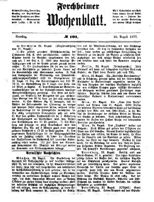 Amtsblatt für die Königlichen Bezirksämter Forchheim und Ebermannstadt sowie für die Königliche Stadt Forchheim Samstag 25. August 1877