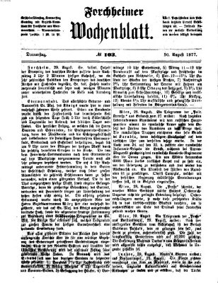 Amtsblatt für die Königlichen Bezirksämter Forchheim und Ebermannstadt sowie für die Königliche Stadt Forchheim Donnerstag 30. August 1877