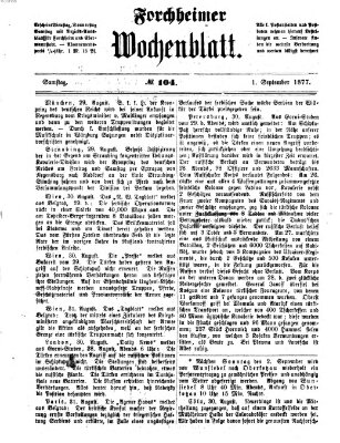 Amtsblatt für die Königlichen Bezirksämter Forchheim und Ebermannstadt sowie für die Königliche Stadt Forchheim Samstag 1. September 1877