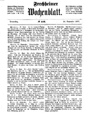 Amtsblatt für die Königlichen Bezirksämter Forchheim und Ebermannstadt sowie für die Königliche Stadt Forchheim Donnerstag 20. September 1877