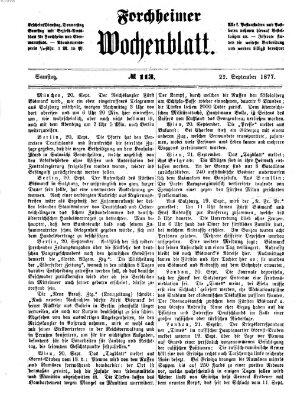 Amtsblatt für die Königlichen Bezirksämter Forchheim und Ebermannstadt sowie für die Königliche Stadt Forchheim Samstag 22. September 1877