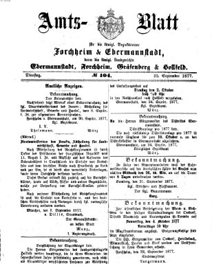 Amtsblatt für die Königlichen Bezirksämter Forchheim und Ebermannstadt sowie für die Königliche Stadt Forchheim Dienstag 25. September 1877