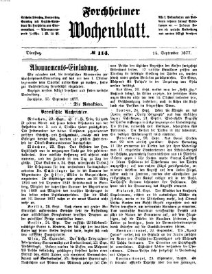 Amtsblatt für die Königlichen Bezirksämter Forchheim und Ebermannstadt sowie für die Königliche Stadt Forchheim Dienstag 25. September 1877