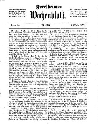 Amtsblatt für die Königlichen Bezirksämter Forchheim und Ebermannstadt sowie für die Königliche Stadt Forchheim Donnerstag 4. Oktober 1877