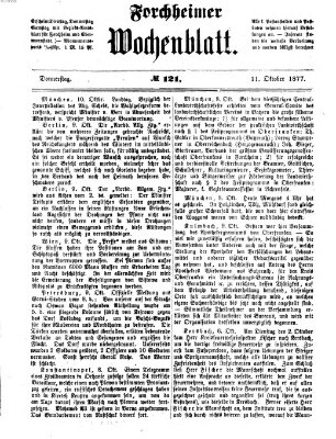 Amtsblatt für die Königlichen Bezirksämter Forchheim und Ebermannstadt sowie für die Königliche Stadt Forchheim Donnerstag 11. Oktober 1877