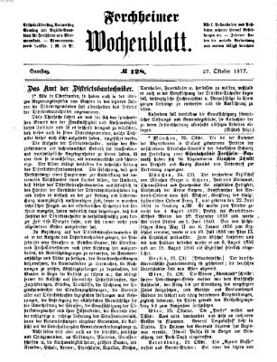 Amtsblatt für die Königlichen Bezirksämter Forchheim und Ebermannstadt sowie für die Königliche Stadt Forchheim Samstag 27. Oktober 1877