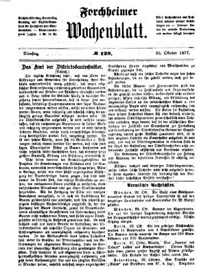 Amtsblatt für die Königlichen Bezirksämter Forchheim und Ebermannstadt sowie für die Königliche Stadt Forchheim Dienstag 30. Oktober 1877