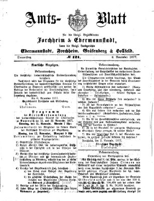 Amtsblatt für die Königlichen Bezirksämter Forchheim und Ebermannstadt sowie für die Königliche Stadt Forchheim Donnerstag 8. November 1877