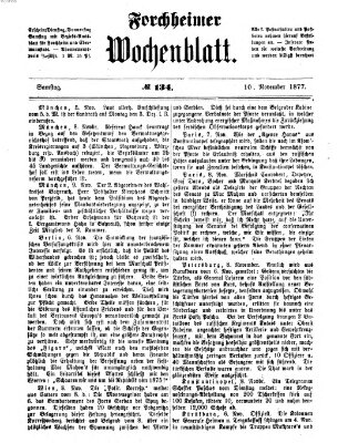 Amtsblatt für die Königlichen Bezirksämter Forchheim und Ebermannstadt sowie für die Königliche Stadt Forchheim Samstag 10. November 1877