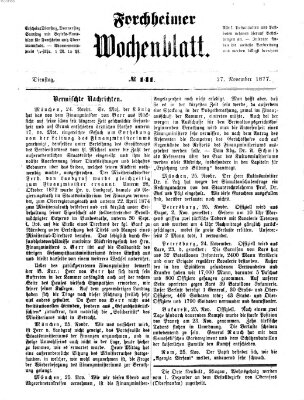 Amtsblatt für die Königlichen Bezirksämter Forchheim und Ebermannstadt sowie für die Königliche Stadt Forchheim Dienstag 27. November 1877