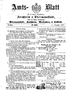 Amtsblatt für die Königlichen Bezirksämter Forchheim und Ebermannstadt sowie für die Königliche Stadt Forchheim Dienstag 11. Dezember 1877