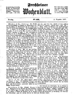 Amtsblatt für die Königlichen Bezirksämter Forchheim und Ebermannstadt sowie für die Königliche Stadt Forchheim Dienstag 11. Dezember 1877