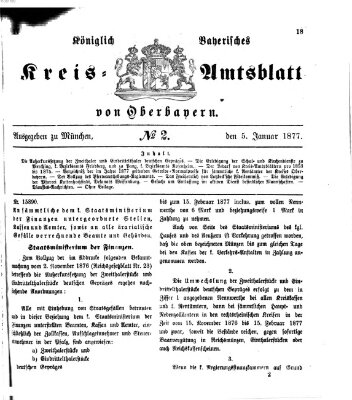 Königlich-bayerisches Kreis-Amtsblatt von Oberbayern (Münchner Intelligenzblatt) Freitag 5. Januar 1877