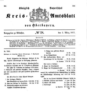 Königlich-bayerisches Kreis-Amtsblatt von Oberbayern (Münchner Intelligenzblatt) Freitag 2. März 1877