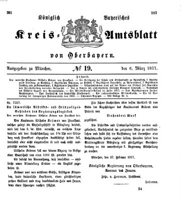 Königlich-bayerisches Kreis-Amtsblatt von Oberbayern (Münchner Intelligenzblatt) Dienstag 6. März 1877