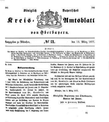 Königlich-bayerisches Kreis-Amtsblatt von Oberbayern (Münchner Intelligenzblatt) Dienstag 13. März 1877