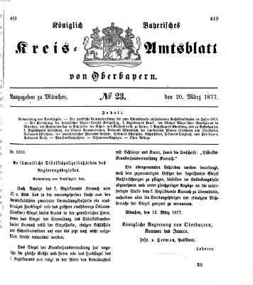 Königlich-bayerisches Kreis-Amtsblatt von Oberbayern (Münchner Intelligenzblatt) Dienstag 20. März 1877